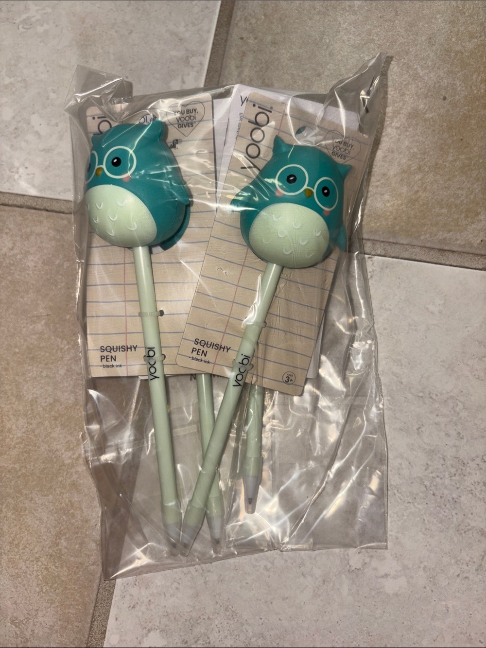 5/$10 Turquoise Owl Squishy Gel Pen - Set of 4